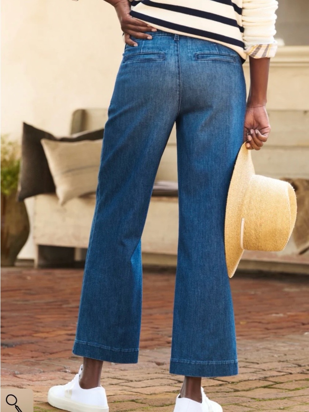 Frank & Eileen WESTPORT The Italian Wide Leg Chino Jean Blue 1984 Pants Size 4 - Picture 2 of 9